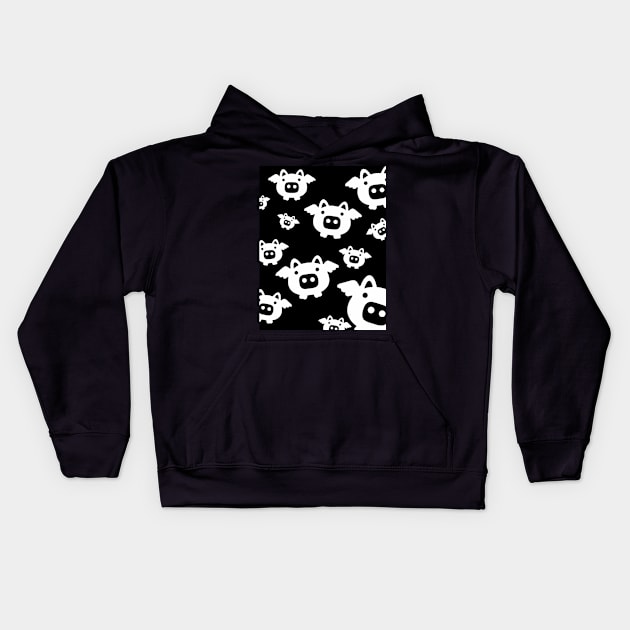 Pig White Pattern Kids Hoodie by XOOXOO